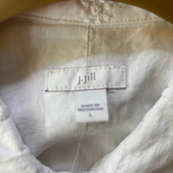 NWT. J. Jill White Eyelet Embroidered Cinch Waist Jacket Linen Blend L - Picture 9 of 11